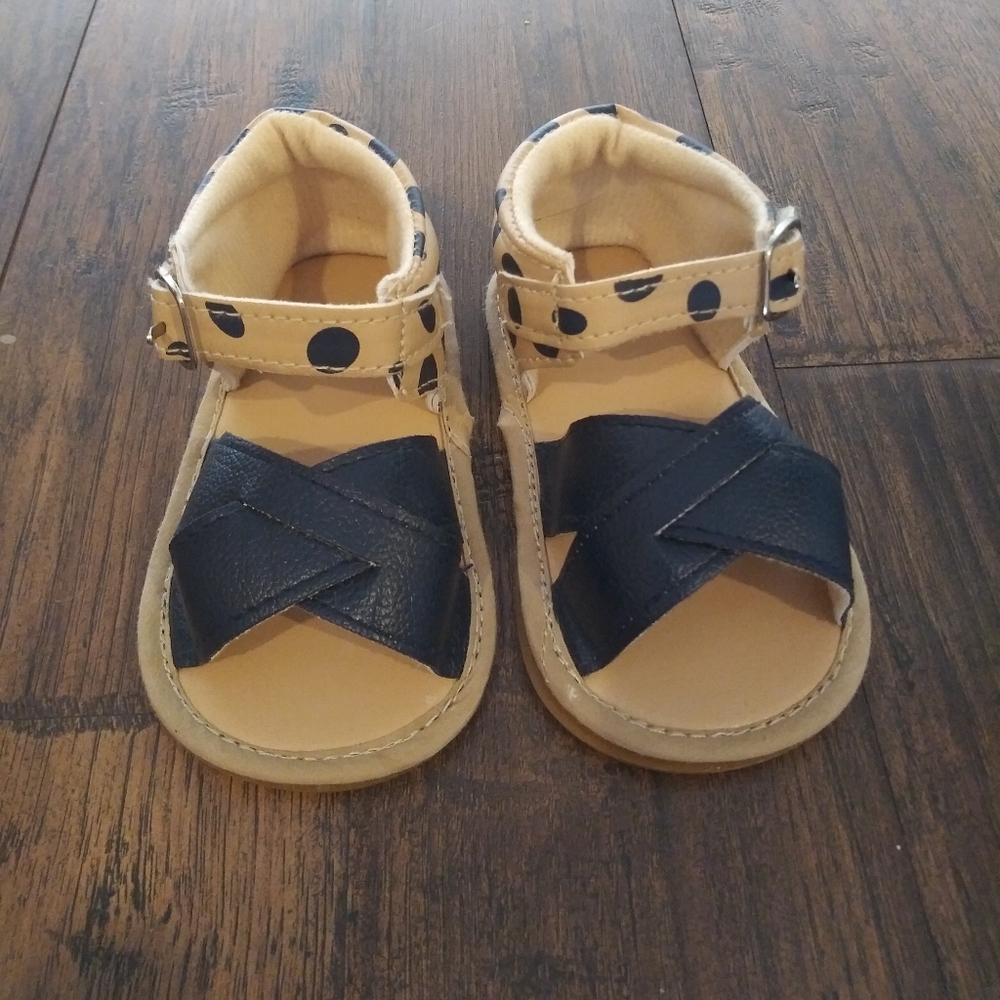 Leopard baby velcro sandals brown and black